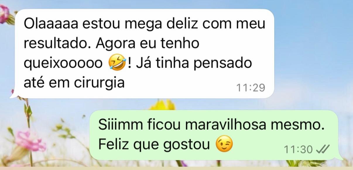 Relato de paciente após procedimento realizado pela Dra. Gianni